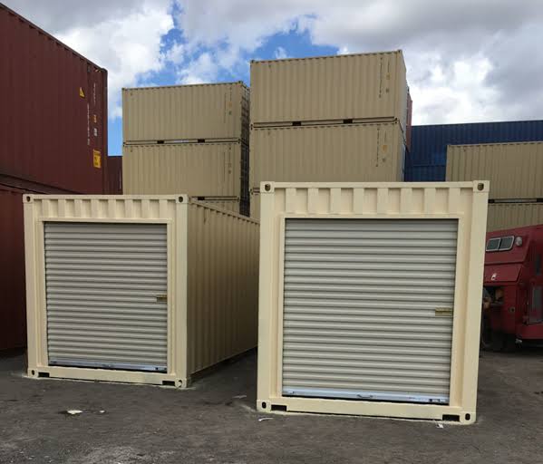 shipping container with roll up door